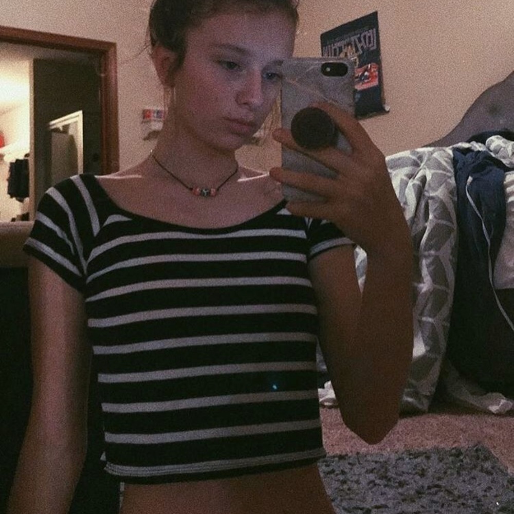 black and white striped crop top